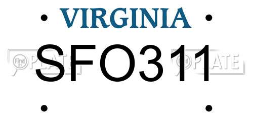 SFO311 Virginia License Plate