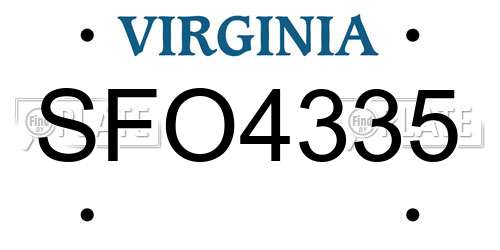 SFO4335 Virginia License Plate