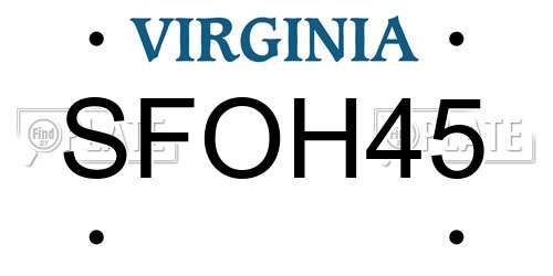 SFOH45 Virginia License Plate
