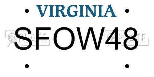 SFOW48 Virginia License Plate
