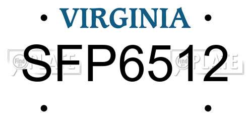 SFP6512 Virginia License Plate