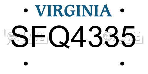 SFQ4335 Virginia License Plate