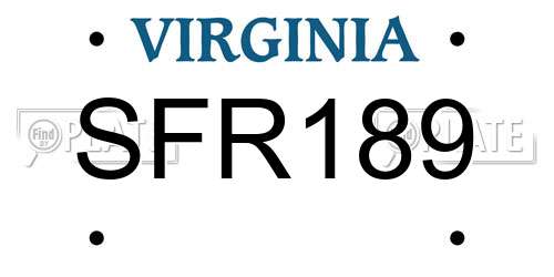 SFR189 Virginia License Plate