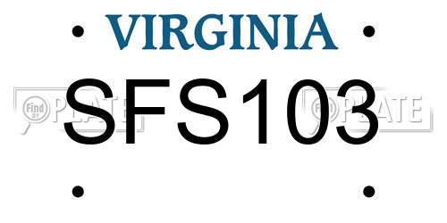 SFS103 Virginia License Plate