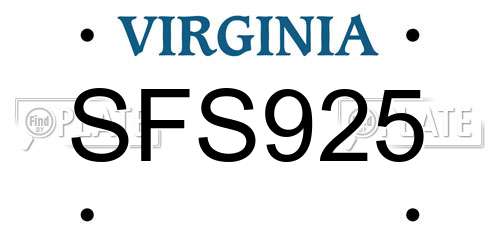 SFS925 Virginia License Plate