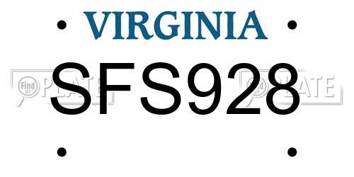 SFS928 Virginia License Plate