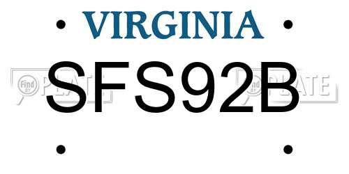 SFS92B Virginia License Plate