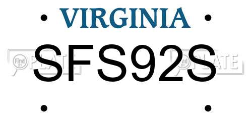SFS92S Virginia License Plate