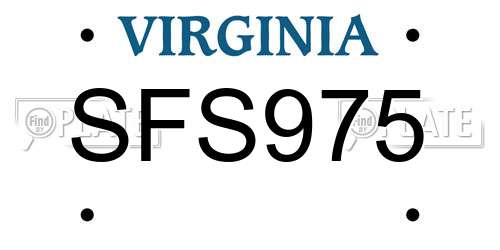 SFS975 Virginia License Plate