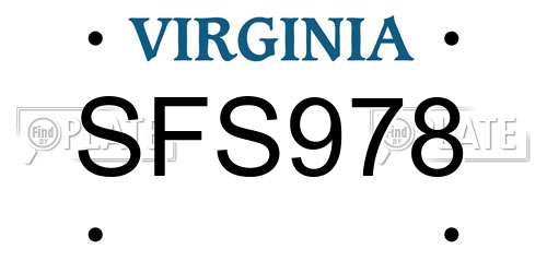 SFS978 Virginia License Plate