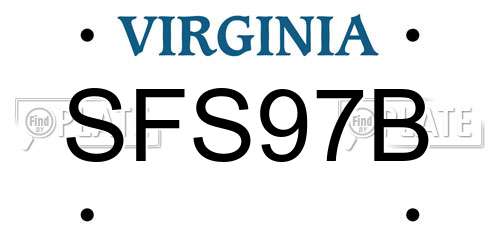 SFS97B Virginia License Plate