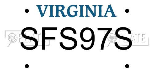 SFS97S Virginia License Plate