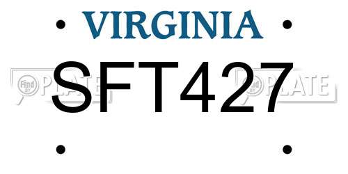 SFT427 Virginia License Plate