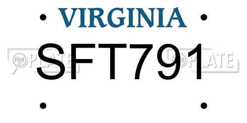 SFT791 Virginia License Plate