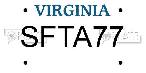 SFTA77 Virginia License Plate