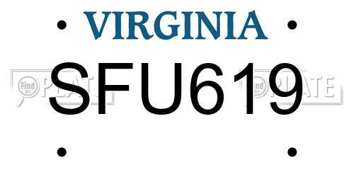 SFU619 Virginia License Plate