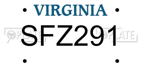SFZ291 Virginia License Plate