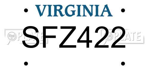 SFZ422 Virginia License Plate