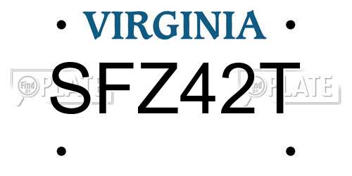 SFZ42T Virginia License Plate