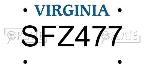 SFZ477 Virginia License Plate