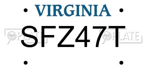 SFZ47T Virginia License Plate