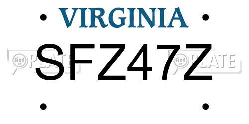 SFZ47Z Virginia License Plate