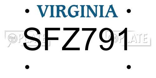 SFZ791 Virginia License Plate