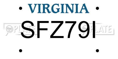 SFZ79I Virginia License Plate