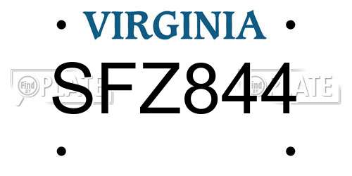 SFZ844 Virginia License Plate