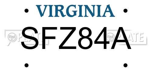 SFZ84A Virginia License Plate