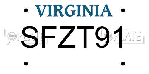 SFZT91 Virginia License Plate