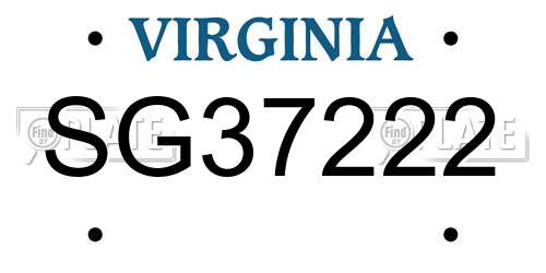 SG37222 Virginia License Plate