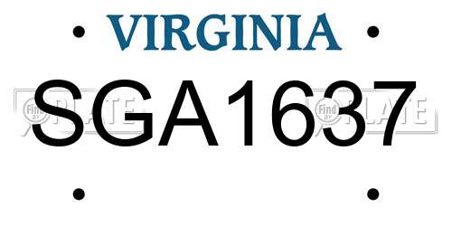 SGA1637 Virginia License Plate