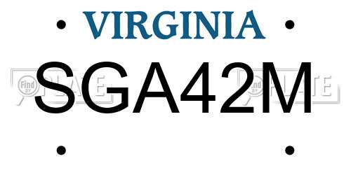 SGA42M Virginia License Plate