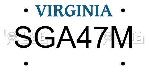 SGA47M Virginia License Plate