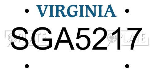 SGA5217 Virginia License Plate