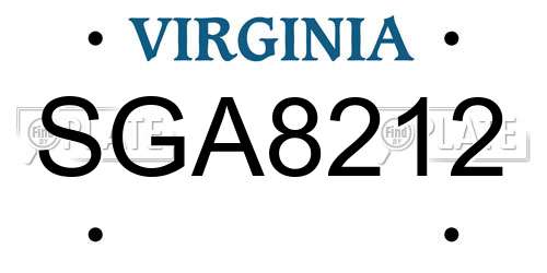 SGA8212 Virginia License Plate