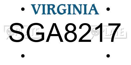 SGA8217 Virginia License Plate