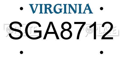 SGA8712 Virginia License Plate