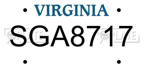 SGA8717 Virginia License Plate