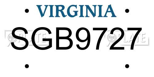 SGB9727 Virginia License Plate