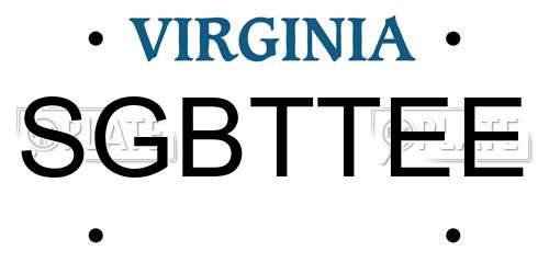 SGBTTEE Virginia License Plate