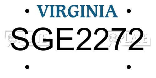 SGE2272 Virginia License Plate