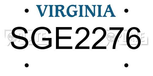 SGE2276 Virginia License Plate