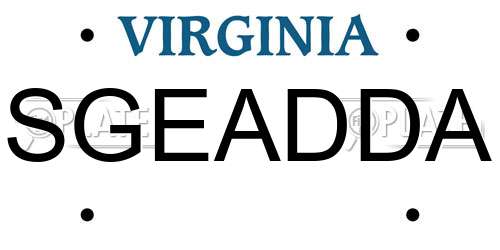 SGEADDA Virginia License Plate