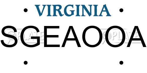 SGEAOOA Virginia License Plate
