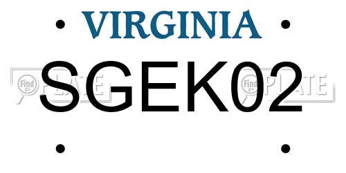 SGEK02 Virginia License Plate