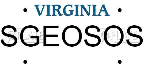 SGEOSOS Virginia License Plate