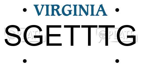 SGETTTG Virginia License Plate