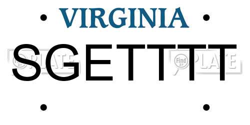 SGETTTT Virginia License Plate